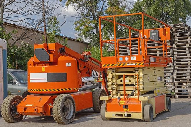 heavy-duty forklift maneuvering through a busy warehouse in Bellingham WA